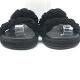 Valentino Rockstud Braided Rope Slide Sandals Black Size 38