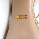 Gucci GG Marmont Ankle Strap Platform Sandals Pink Metallic Leather Size 38