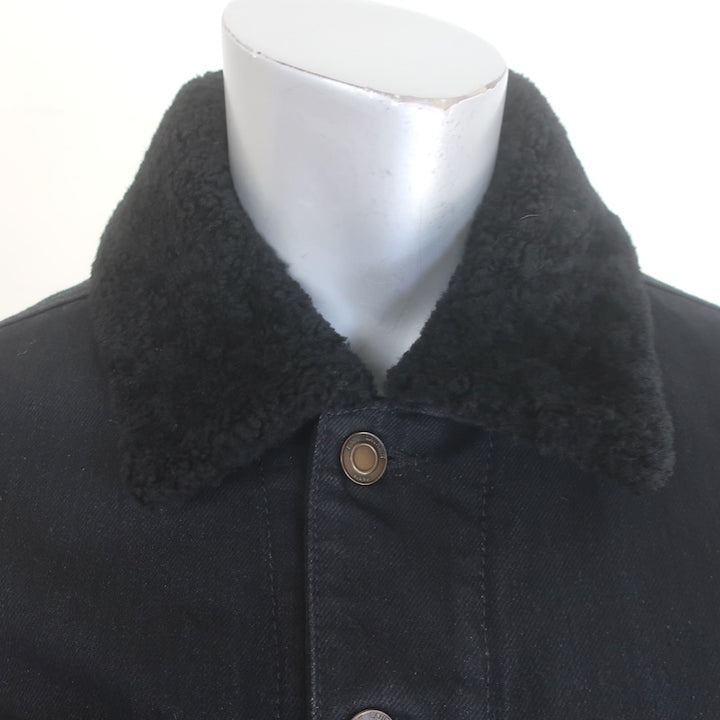 Saint Laurent Shearling Denim Jacket Black Size Large