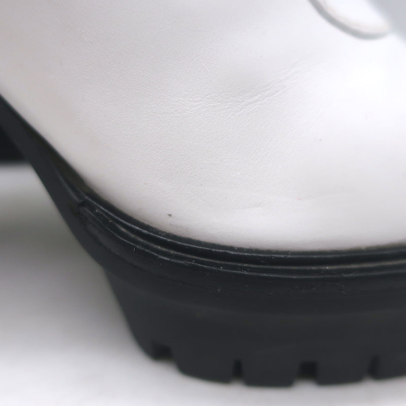 Gianvito Rossi Martis Platform Combat Boots White Leather Size 37.5