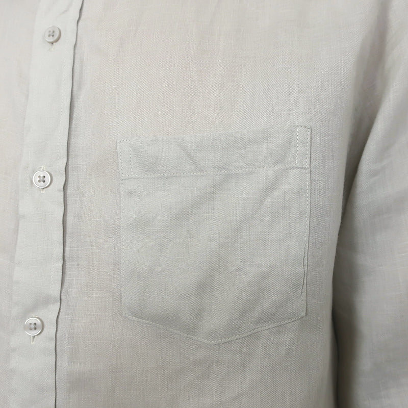 Vince Long Sleeve Linen Button Down Shirt Pumice Rock Size Medium