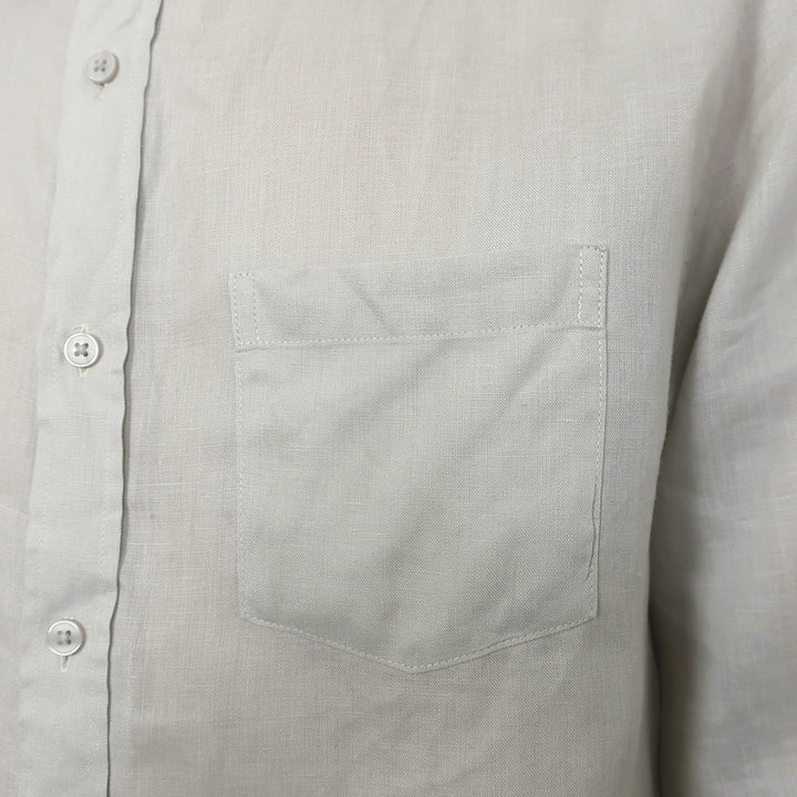 Vince Long Sleeve Linen Button Down Shirt Pumice Rock Size Medium