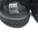 Valentino Rockstud Braided Rope Slide Sandals Black Size 38