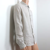 Vince Long Sleeve Linen Button Down Shirt Pumice Rock Size Medium