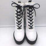Gianvito Rossi Martis Platform Combat Boots White Leather Size 37.5