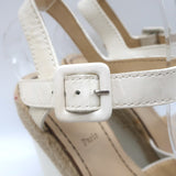 Christian Louboutin Almeria Espadrille Wedge Sandals White Leather Size 39