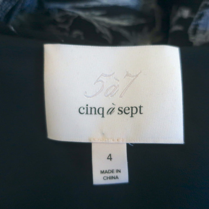 Cinq a Sept Goldie One-Shoulder Cutout Dress Navy Floral Print Chiffon Size 4