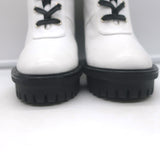 Gianvito Rossi Martis Platform Combat Boots White Leather Size 37.5