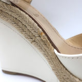Christian Louboutin Almeria Espadrille Wedge Sandals White Leather Size 39