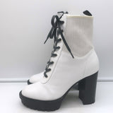 Gianvito Rossi Martis Platform Combat Boots White Leather Size 37.5