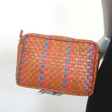 Clare V. Marisol Woven Crossbody Bag Brown Checked Leather