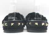 Valentino Rockstud Braided Rope Slide Sandals Black Size 38