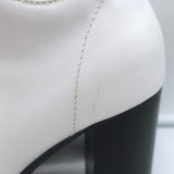 Gianvito Rossi Martis Platform Combat Boots White Leather Size 37.5