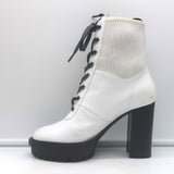 Gianvito Rossi Martis Platform Combat Boots White Leather Size 37.5