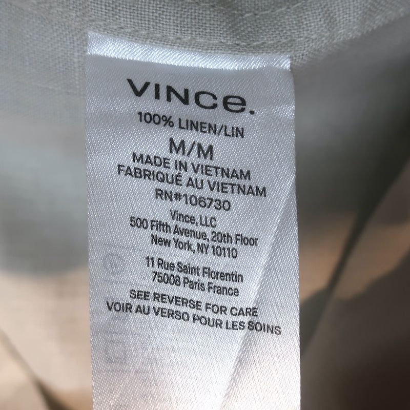Vince Long Sleeve Linen Button Down Shirt Pumice Rock Size Medium