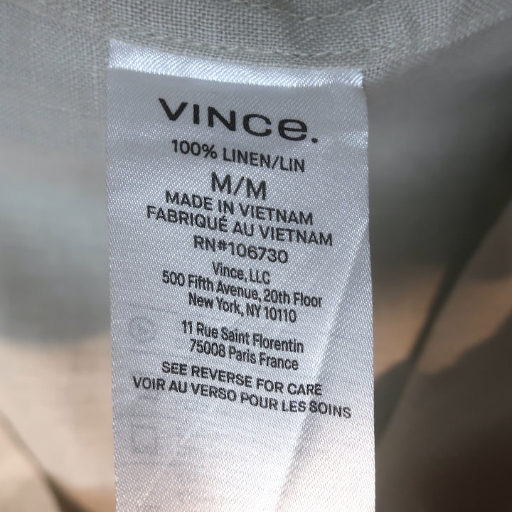 Vince Long Sleeve Linen Button Down Shirt Pumice Rock Size Medium
