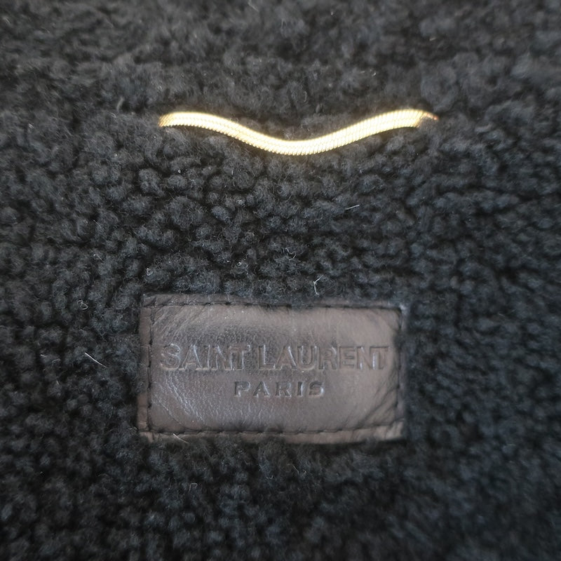 Saint Laurent Shearling Denim Jacket Black Size Large