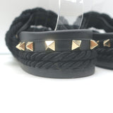 Valentino Rockstud Braided Rope Slide Sandals Black Size 38