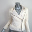IRO Mazey Biker Jacket White Denim-Trimmed Leather Size 36