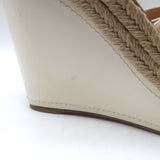 Christian Louboutin Almeria Espadrille Wedge Sandals White Leather Size 39