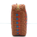Clare V. Marisol Woven Crossbody Bag Brown Checked Leather