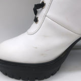 Gianvito Rossi Martis Platform Combat Boots White Leather Size 37.5