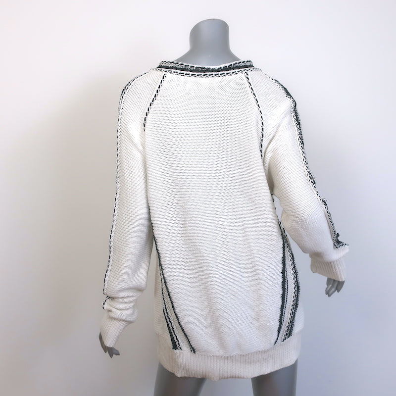 Jonathan Simkhai Lace-Up Side Cutout Sweater Cream Cotton Knit Size Large