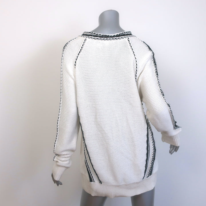 Jonathan Simkhai Lace-Up Side Cutout Sweater Cream Cotton Knit Size Large