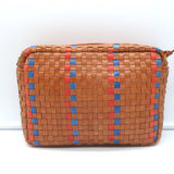 Clare V. Marisol Woven Crossbody Bag Brown Checked Leather