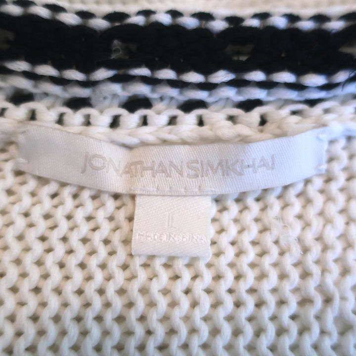 Jonathan Simkhai Lace-Up Side Cutout Sweater Cream Cotton Knit Size Large