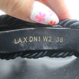 Valentino Rockstud Braided Rope Slide Sandals Black Size 38