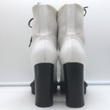 Gianvito Rossi Martis Platform Combat Boots White Leather Size 37.5