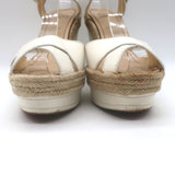 Christian Louboutin Almeria Espadrille Wedge Sandals White Leather Size 39