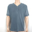 John Varvatos Waylon Snap Front Henley Shirt Blue Burnout Jersey Size Large