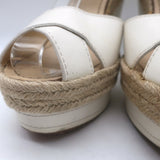 Christian Louboutin Almeria Espadrille Wedge Sandals White Leather Size 39