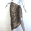 Veronica Beard Ari Leopard Print Ruched Skirt Brown Stretch Silk Size 10