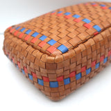 Clare V. Marisol Woven Crossbody Bag Brown Checked Leather