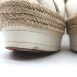 Christian Louboutin Almeria Espadrille Wedge Sandals White Leather Size 39