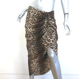 Veronica Beard Ari Leopard Print Ruched Skirt Brown Stretch Silk Size 10
