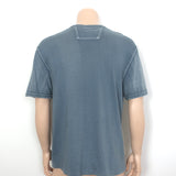 John Varvatos Waylon Snap Front Henley Shirt Blue Burnout Jersey Size Large