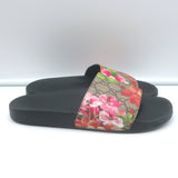 Gucci GG Blooms Pursuit Pool Slide Sandals Brown/Multi Monogram Canvas Size 38