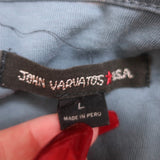 John Varvatos Waylon Snap Front Henley Shirt Blue Burnout Jersey Size Large