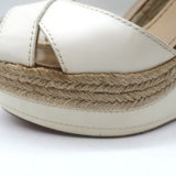 Christian Louboutin Almeria Espadrille Wedge Sandals White Leather Size 39