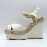Christian Louboutin Almeria Espadrille Wedge Sandals White Leather Size 39