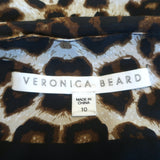Veronica Beard Ari Leopard Print Ruched Skirt Brown Stretch Silk Size 10