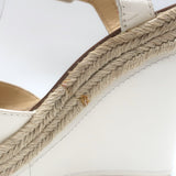 Christian Louboutin Almeria Espadrille Wedge Sandals White Leather Size 39