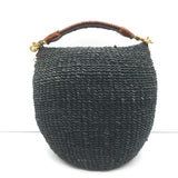 Clare V. Pot De Miel Woven Straw Basket Tote Black