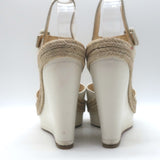 Christian Louboutin Almeria Espadrille Wedge Sandals White Leather Size 39