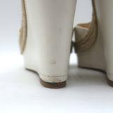 Christian Louboutin Almeria Espadrille Wedge Sandals White Leather Size 39