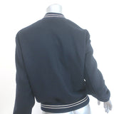 Celine Logo-Embroidered Teddy Varsity Jacket Navy Wool Size 36 NEW